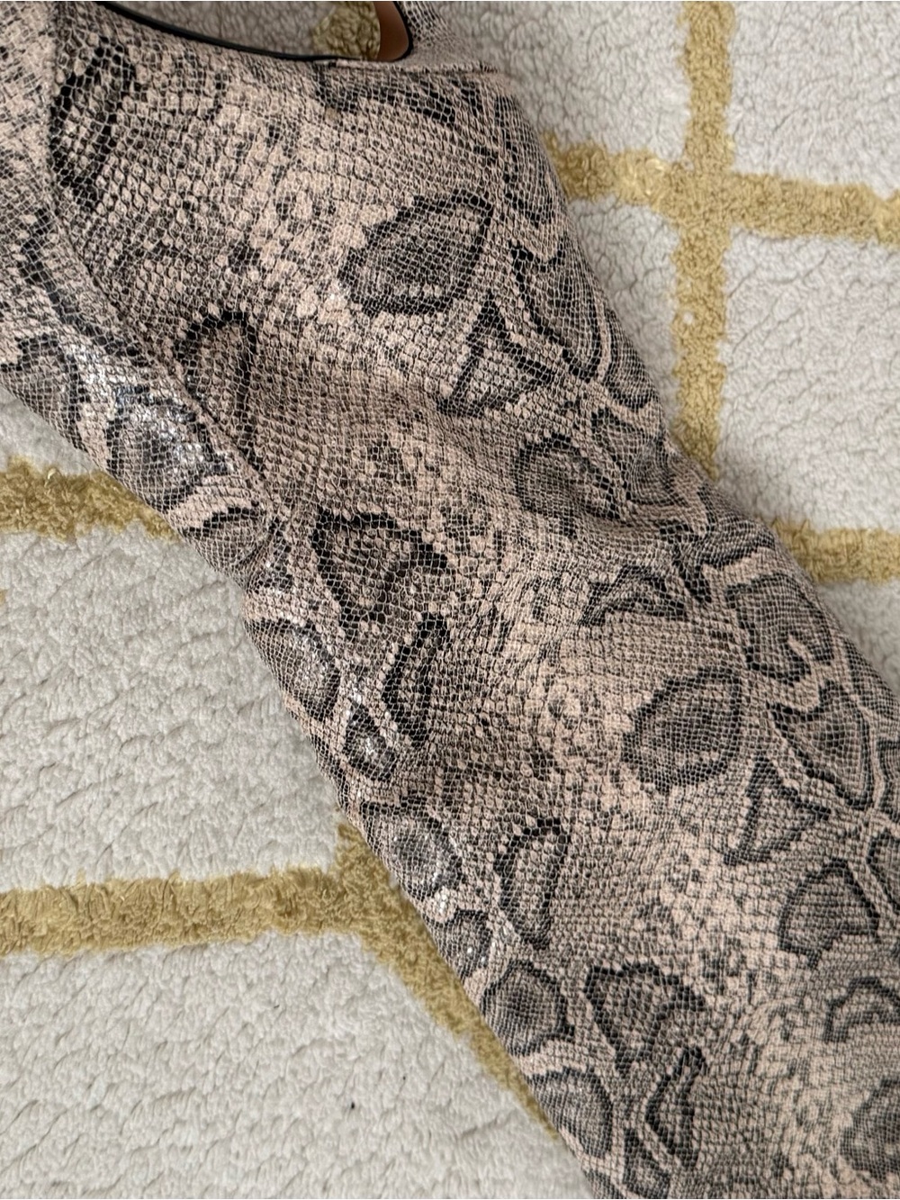 Snake-Print Knee-High Stiletto Boots - Beige - Picture 5 of 12